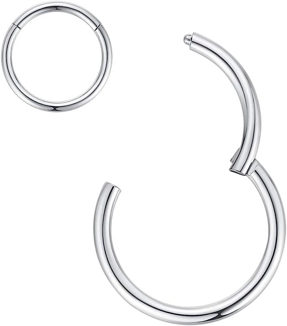 

G23 Titanium Hinged Hoop Segment Click Nose Rings Lip Helix Tragus Daith Rook Cartilage Lobe Earrings Nose Piercing Jewelry