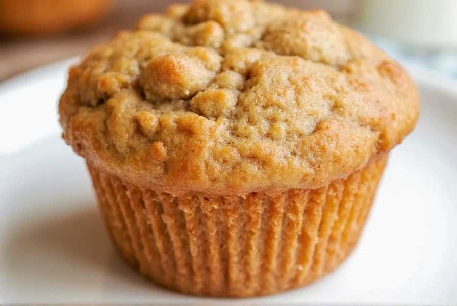 Banana cinnamon muffins served with coffee and fresh banana slices on rustic wooden table