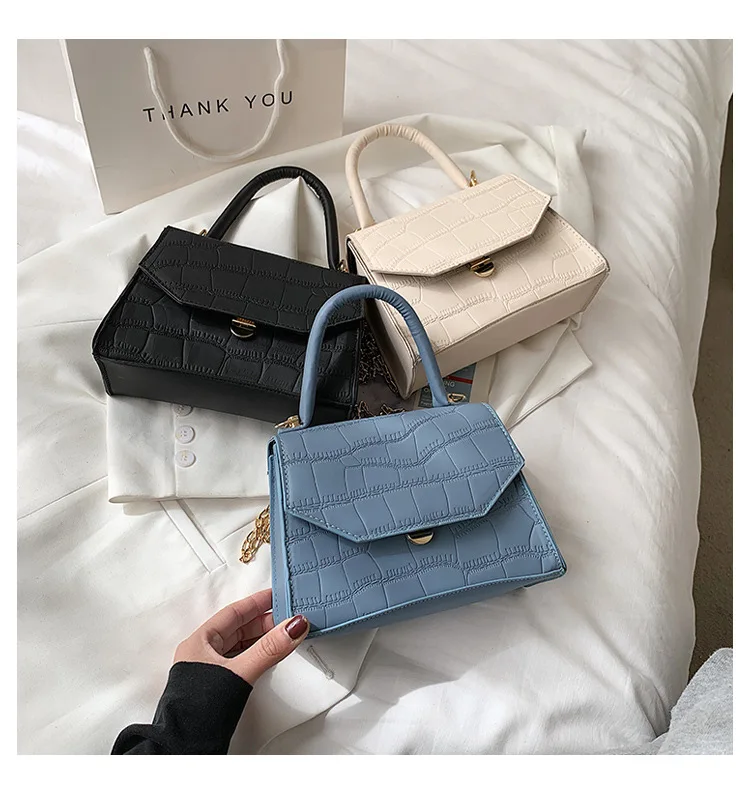 

Wholesale Stone Pattern Pu Leather Chain Crossbody Bag Luxury Mini Tote Bag
