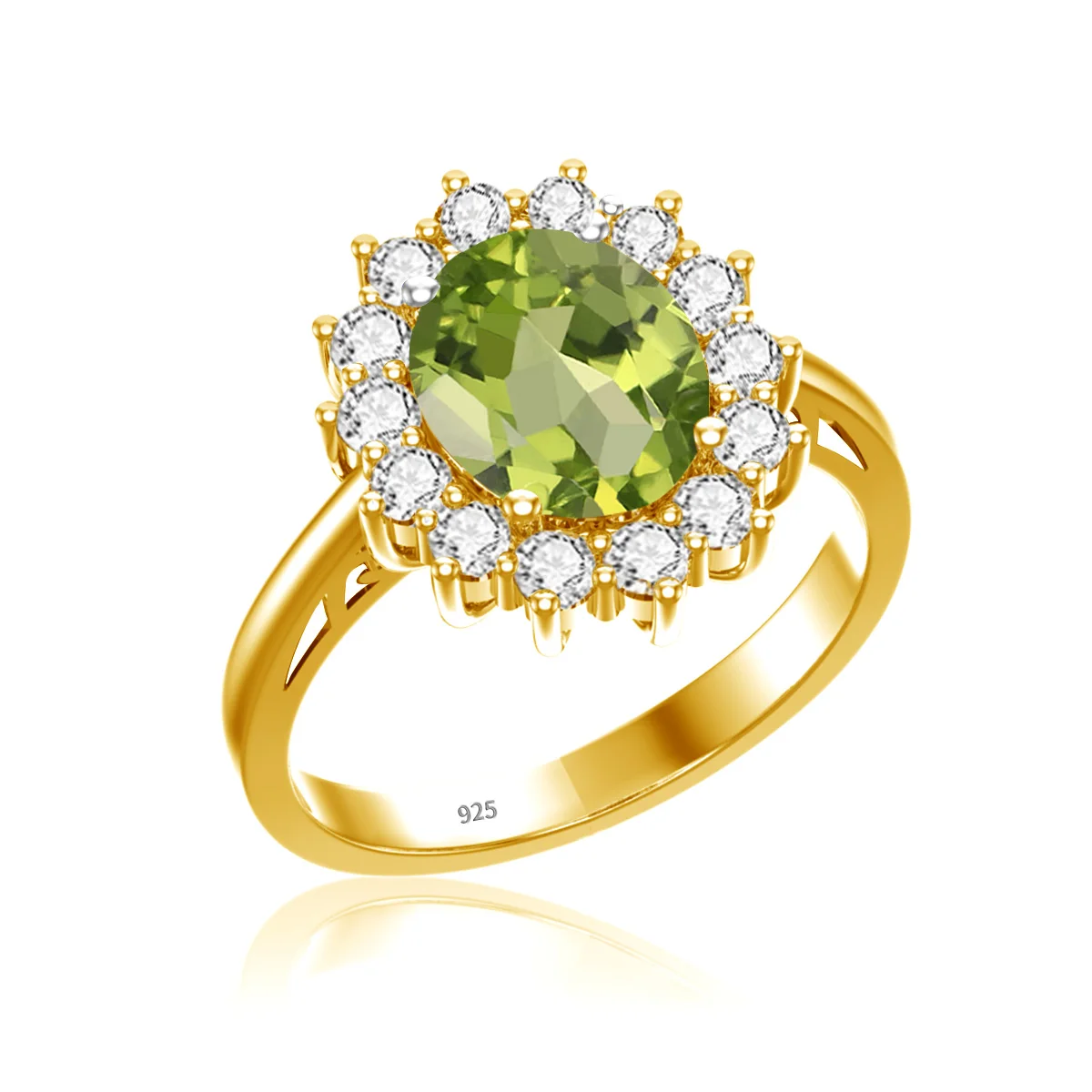 

designer style femme peridot rings 12 zodiac birthstone charms wedding party gold rings for women 925 sterling silver