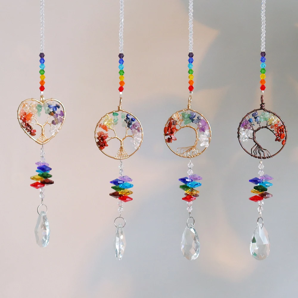 

Crystal suncatchers Tree of Life Wedding Decoration Healing Crystals Home Decoration Rainbow Maker Chakra