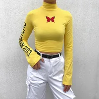 

R30203S 2019 new arrival high neck printing women's blouses