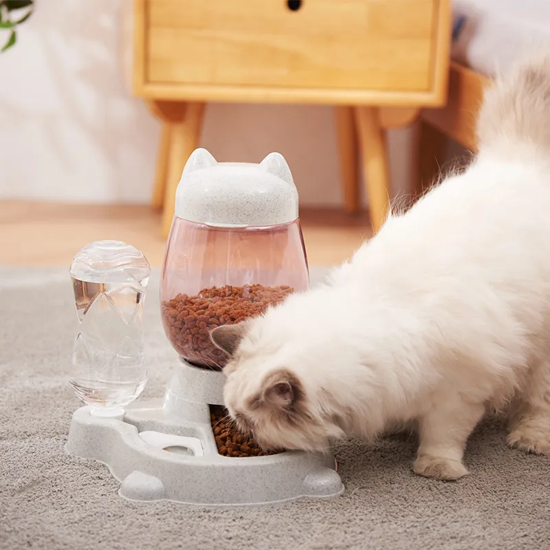 

Pet Dog Cat Automatic Feeder Bowl For Dogs Drinking Water 528ml Bottle Kitten Bowls Slow Food Feeding Container Supplies, Customized color