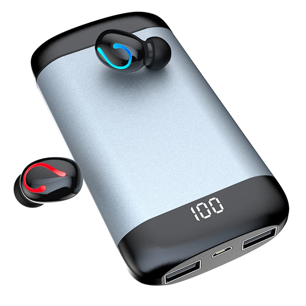 

Music Bluetooth Earphone Wireless 4000mah Battery Power Bank Earbuds For Sporting
