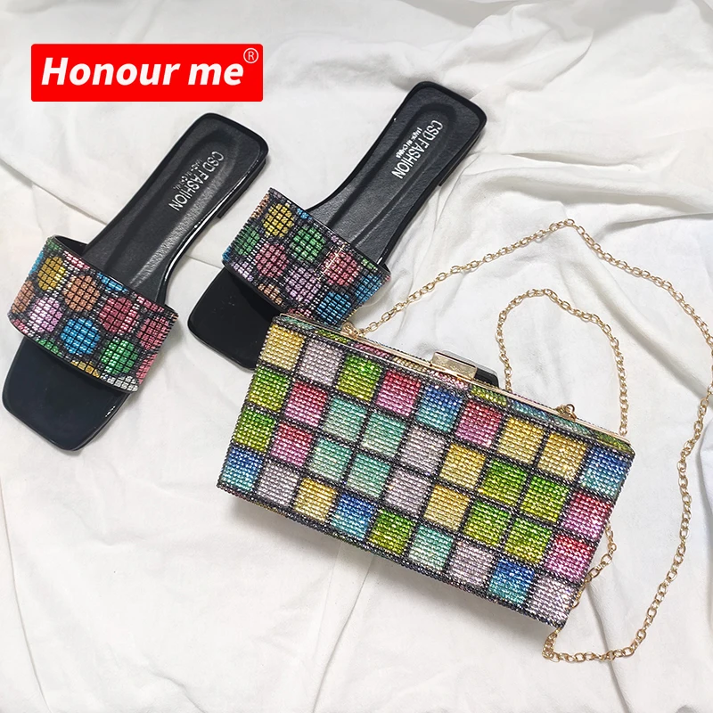 

2021 Summer new style woman /lady diamond purse and dinner party handbag shoulder lady handbag and sandals for women and ladies