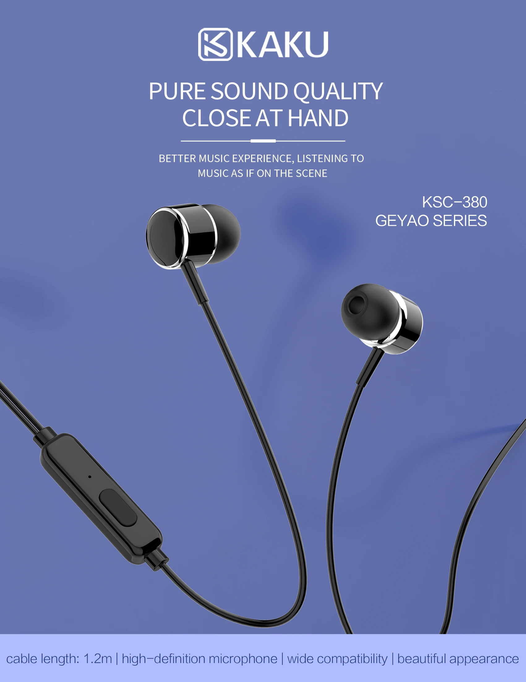 Kaku 3.5mm Stereo Music Earphones Portable headphone Wired In-Ear Headset with Microphone for mobile phone - ANKUX.COM