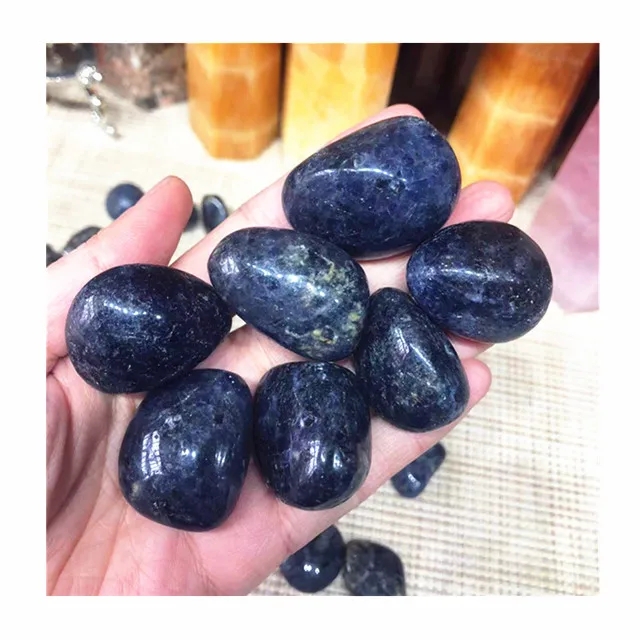 

Wholesale carved natural crystals gemstone iolite tumbled healing stones for decor