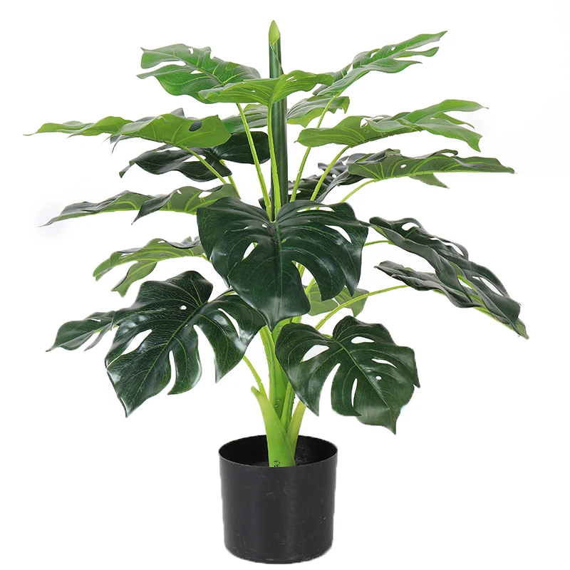 

artificial Real Touch Green Monstera Deliciosa Latex Turtle Leaves Potted Bilberry Ornamental Plants for Indoor Decoration Plant, Green color
