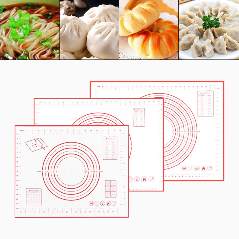 

Non-stick Heat Resistant Food-grade Reusable Dough Rolling Mat Silicone Kneading Dough Mat with measurement for kitchen Home