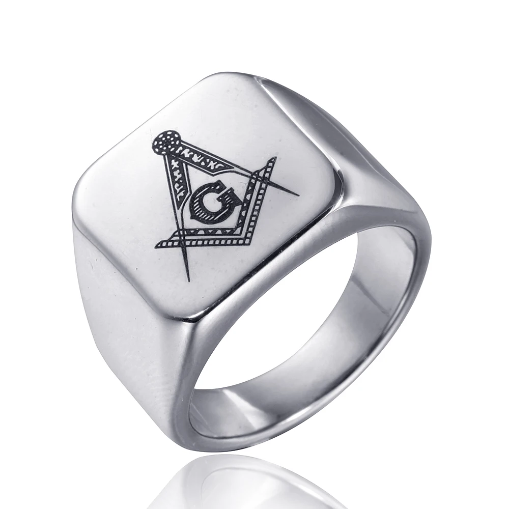 

Stainless Steel Free And Accepted Masons Blank Ring With Laser Engraved Symbol