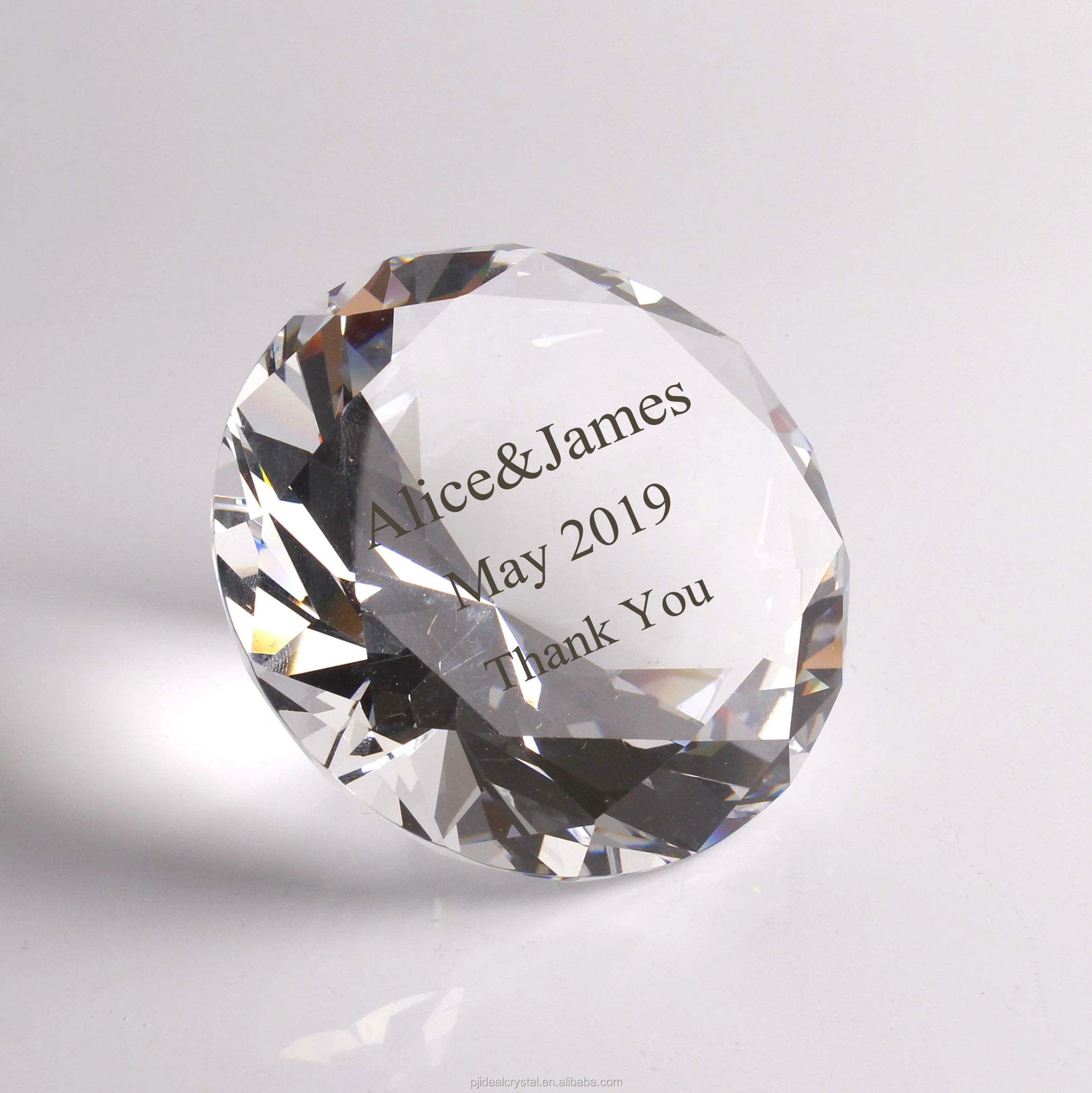 Laser Engraved Personalised 12cm Diamond Shape Crystal Glass Paperweight with Gift Box