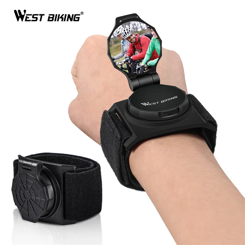 

WEST BIKING Cycle Mirror Wrist Wear Armband Rear View Mirror MTB Mountain Road Bicycle Adjustable Rotatable Cycling Accessories, Black