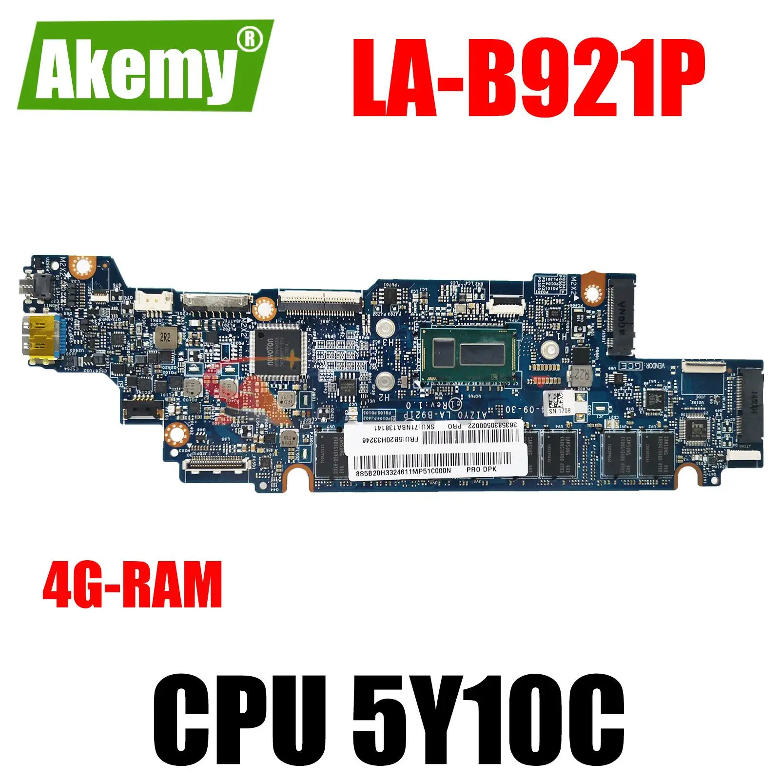

AIZY0 LA-B921P REV:1.0 Laptop motherboard For Lenovo Yoga 3-1170 Yoga 3 11 mainboard With 4G-RAM 5Y10C CPU 100% fully Tested