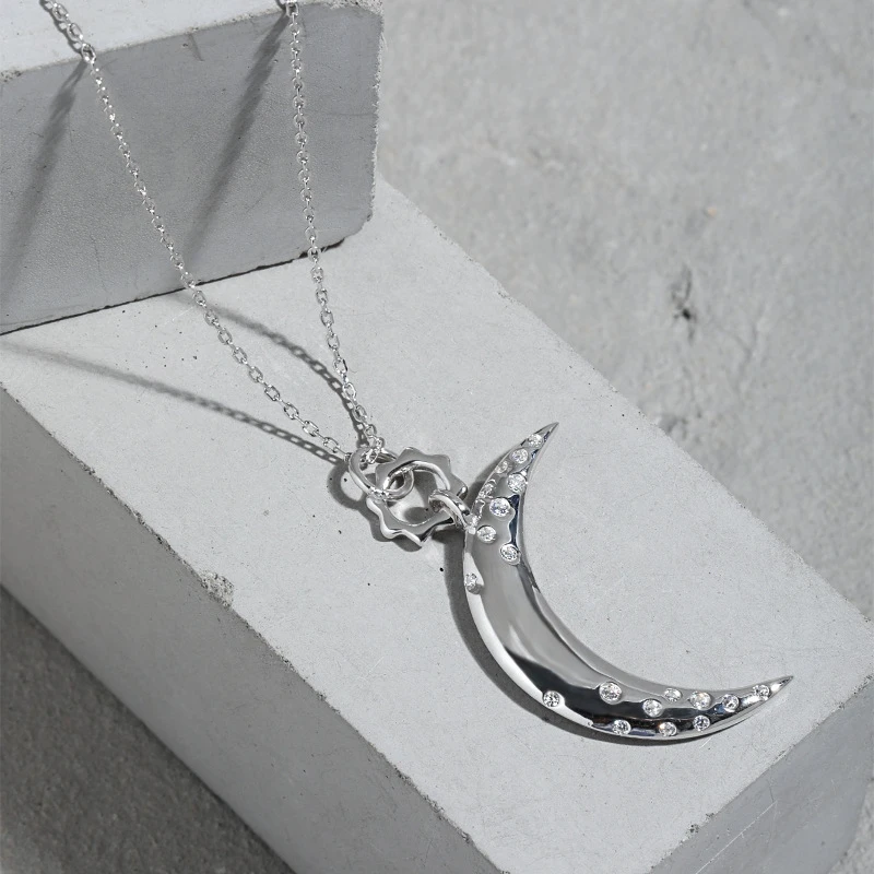 

VIANRLA 925 sterling silver rhodium plated moon charm fashion necklace