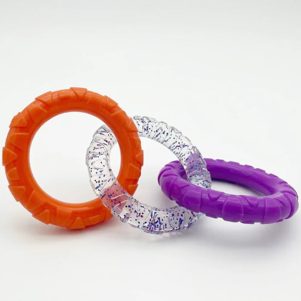 

Triple Ring Durable Puppy Molar Teeth Tpr Dog Toy Dog Chew Toy, As pictures