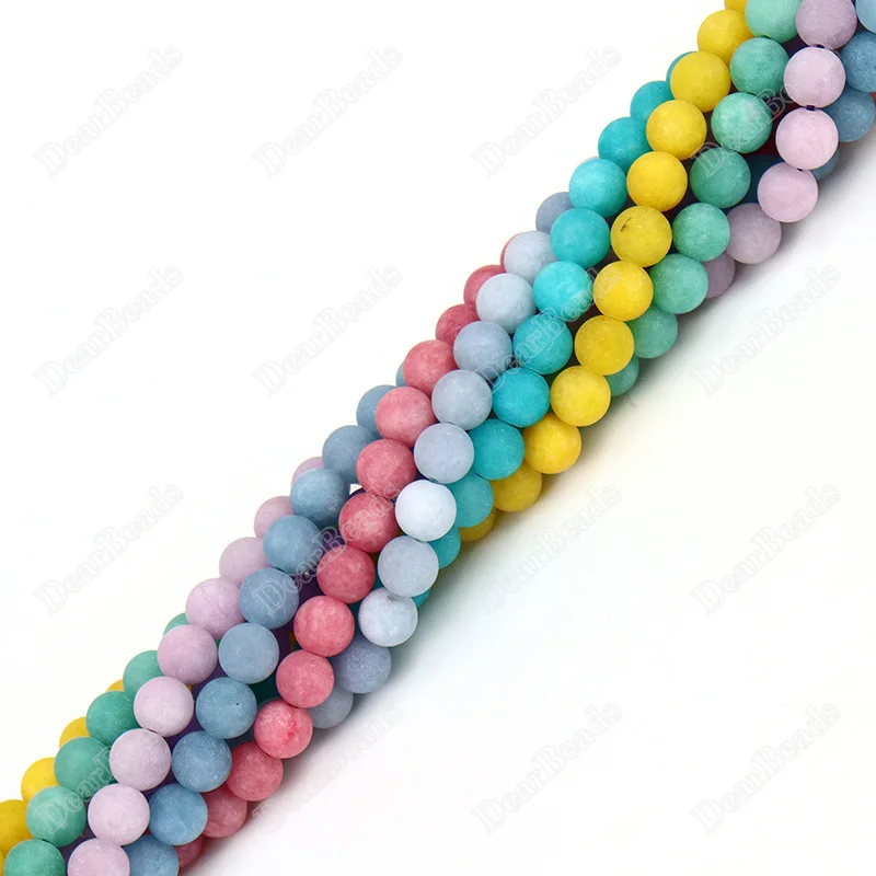 

New arrival Dyed Matte Natural Jade Gemstone Beads Loose stone Aquamarine Rhodochrosite Burma For DIY Bracelets Making