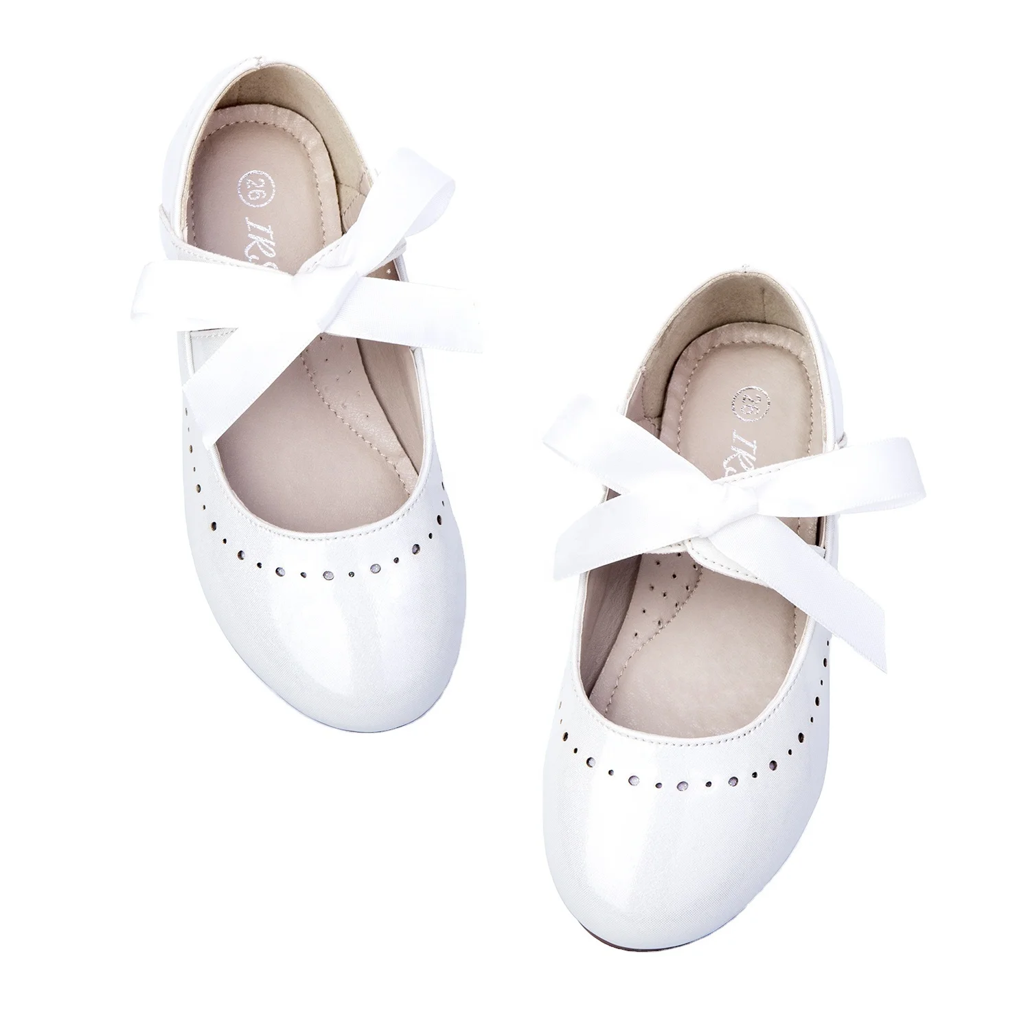 

2022 Fashion Waterproof Children Shoes Girls Bowknot Soft Sole Baby Girl Ballet Shoes Comfortable Toddler Girls Flat Shoes, White black beige