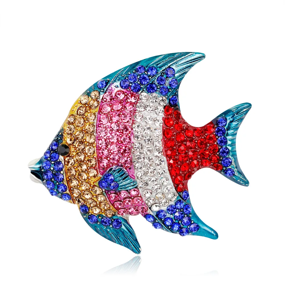 

XILIANGFEIZI New Styles Designer Brooches Luxury Rhinestone Ocean Animal Brooch Fish Brooch Man Woman