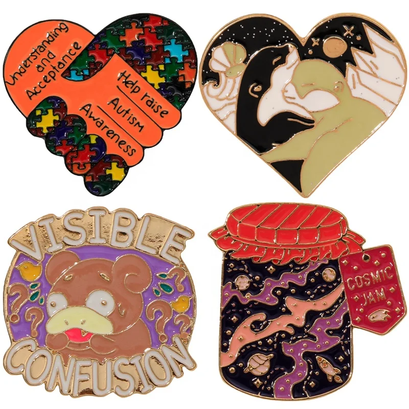

Custom Alloy Puzzle Lapel Pins Heart Autism Awareness Medical Nurses Enamel Brooch