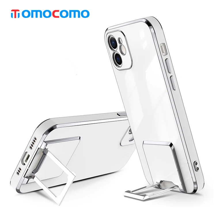 

TOMOCOMO 2021 Waterproof Plating Phone Case With Metal Kickstand Mobile Phones Accessories For iphone 7, Transparent