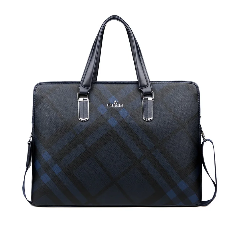 

Men Tote Briefcase Business Leisure PU Leather Shoulder Messenger Laptop Bag
