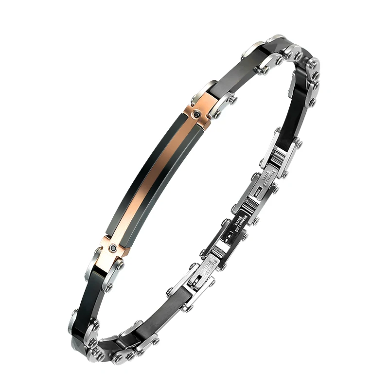 

Wholesale Stainless Steel Mens Bracelets Gold 18k Custom Bracelets, Black