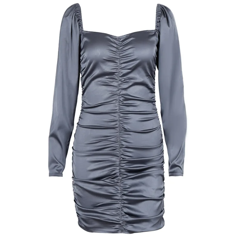 

Summer Women's New Arrival Long-sleeved Pullover Low-waist Pleated Sexy Slim Dress, Picture