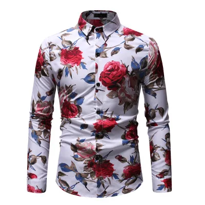 

new autumn fashion casual men long sleeve shirt printing for men