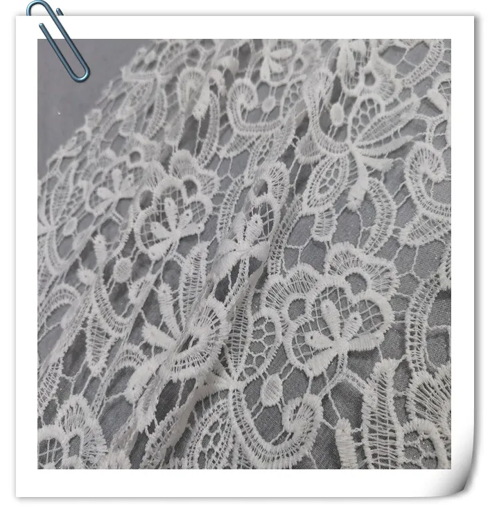 

NEW ARRIVAL ivory cheap fabric for dress 5 yards chemical lace fabric embroidered guipure, Accept customized color