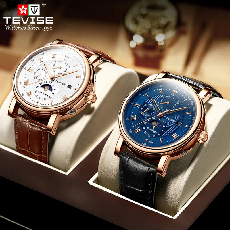 

Trending Leather Strap Automatic Movement Custom Mechanical Luxury Watch, Optional