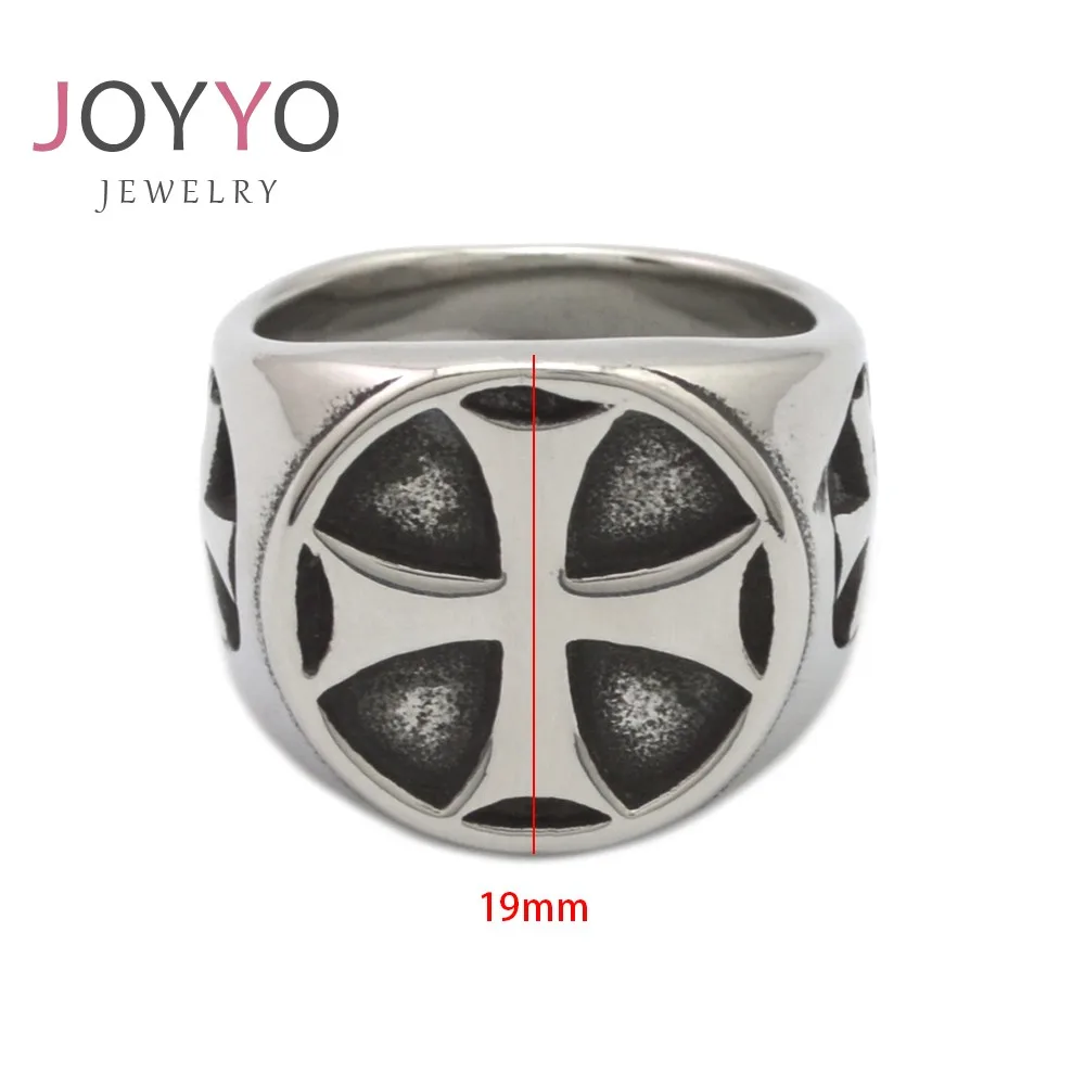 

Cuban rings stainless steel jewelry cross shape ring vintage men accessories jewelry