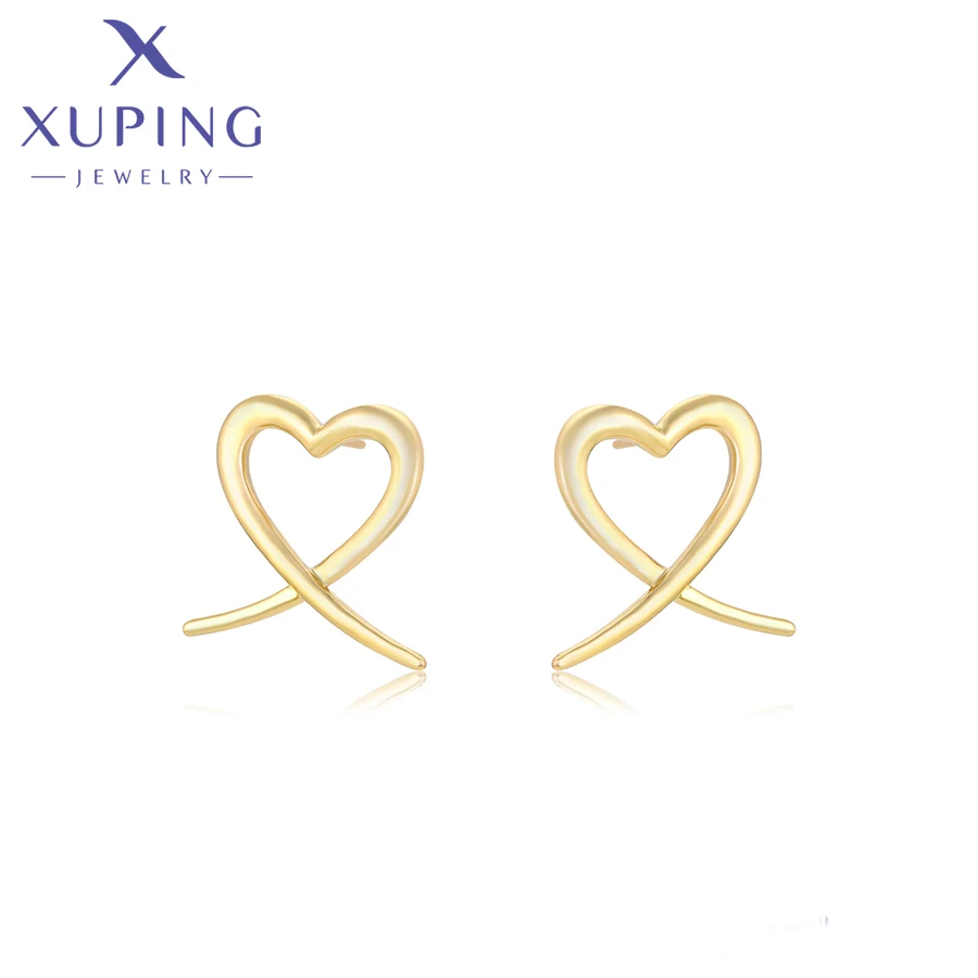 

X000767380 xuping jewelry fashion simplicity heart shape women 14K gold color elegant romantic jewelrystud earrings