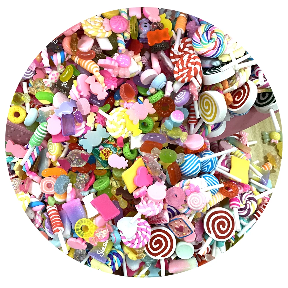 

Mixed Flat Back Polymer Clay Rainbow Lollipop Candy Cabochons For Dollhouse Miniatures Scrapbook Embellishments