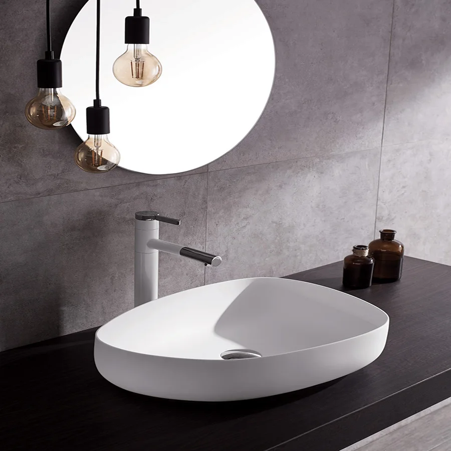 2020 Top selling products New design irregular shape white ceramic sink kitchen restaurant