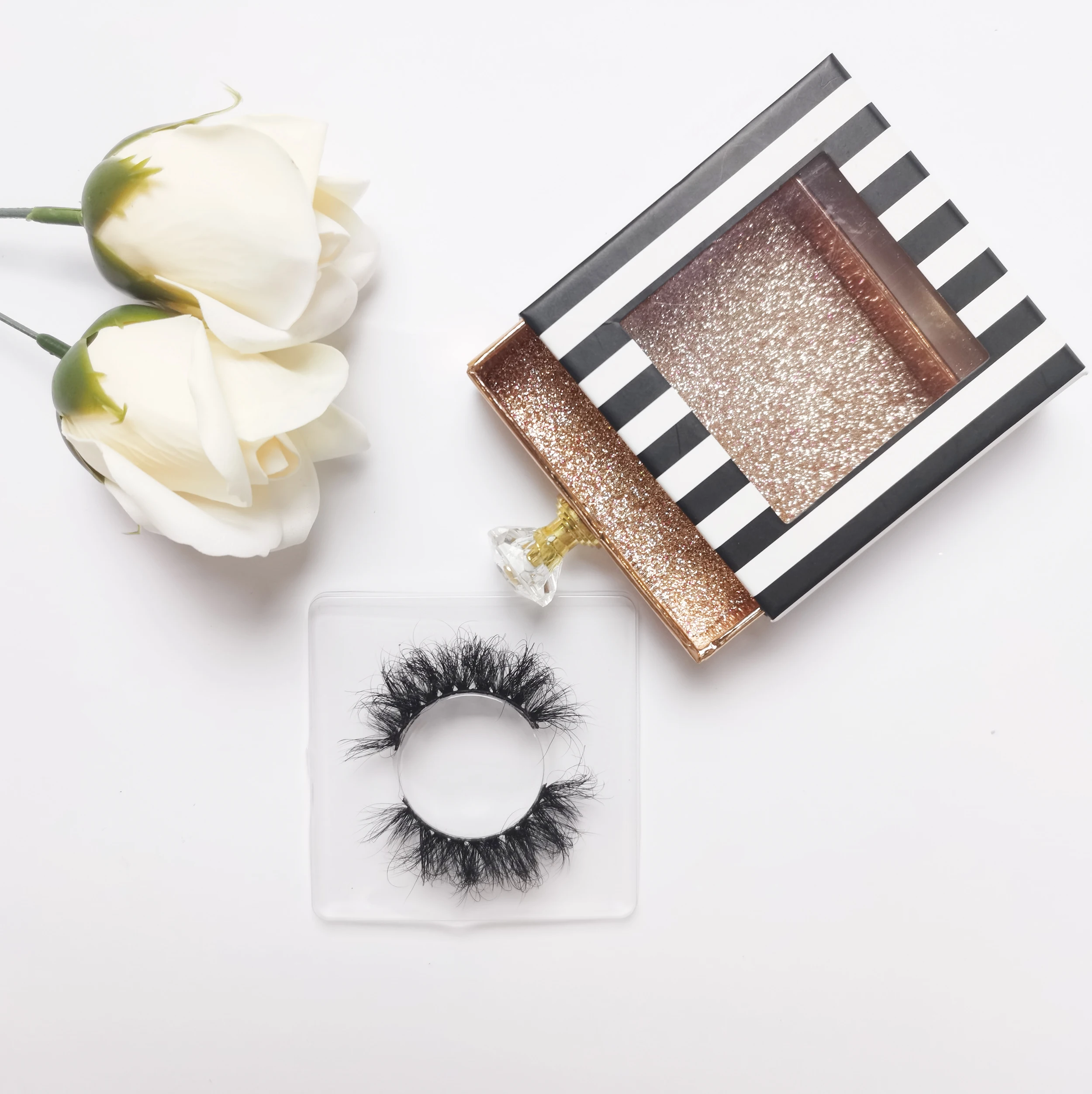 

100% Real Siberian Mink 25Mm Long Lash Best 5D Eyelash Private Label Mink Lashes 3D Mink Eyelash, Natural black