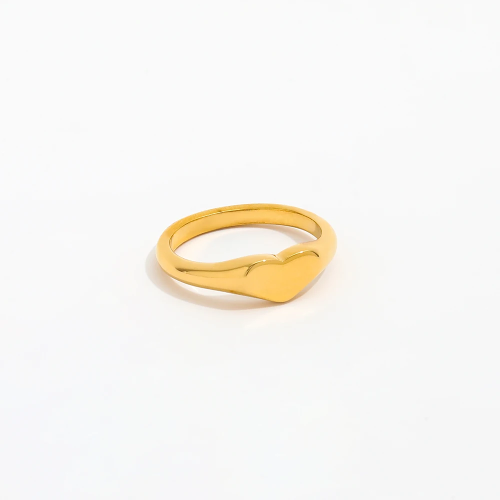 High End 18K  Gold Heart Shape Stainless Steel Finger Rings for Women Stainless Steel Jewelry