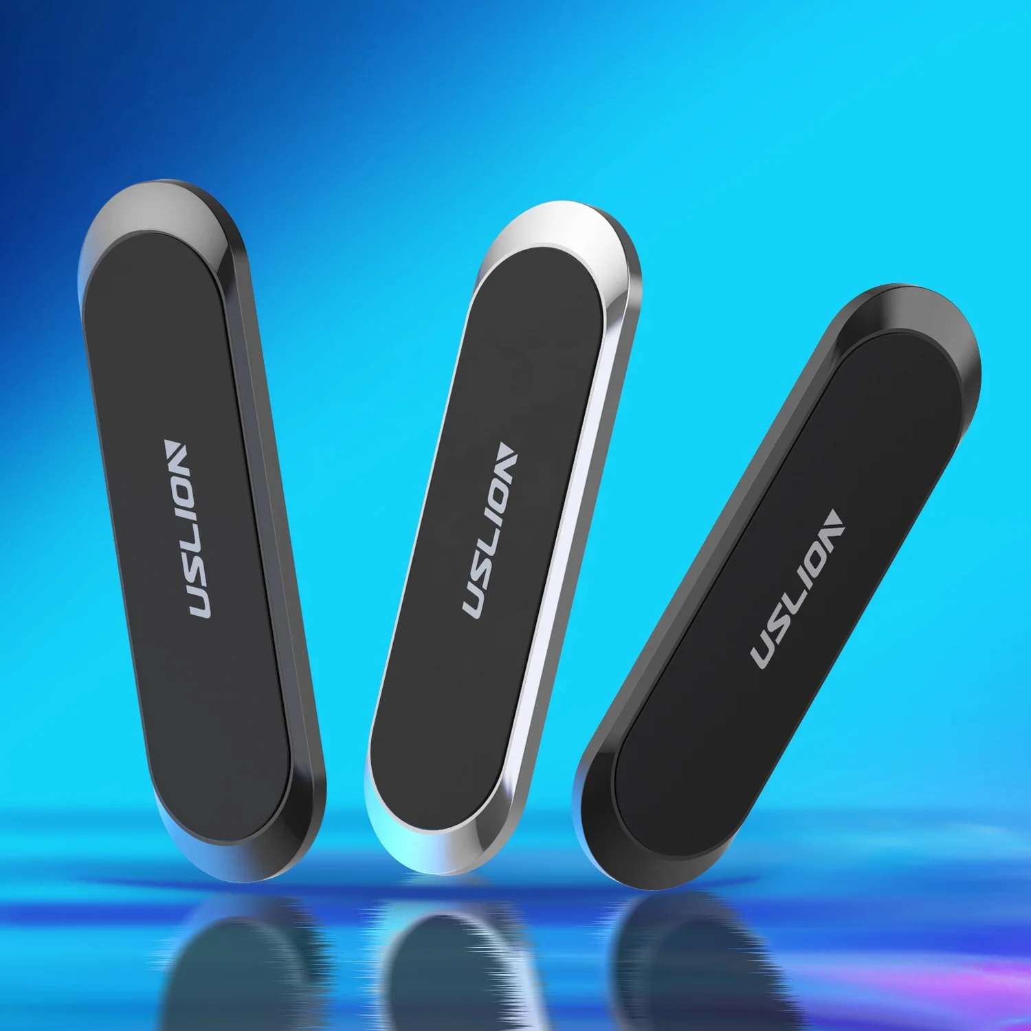 

USLION OEM Magnetic Car Phone Holder Mini Strip Shape Stand Universal Zinc Wall Magnet Wall GPS Bracket For iPhone Samsung, Black,silver