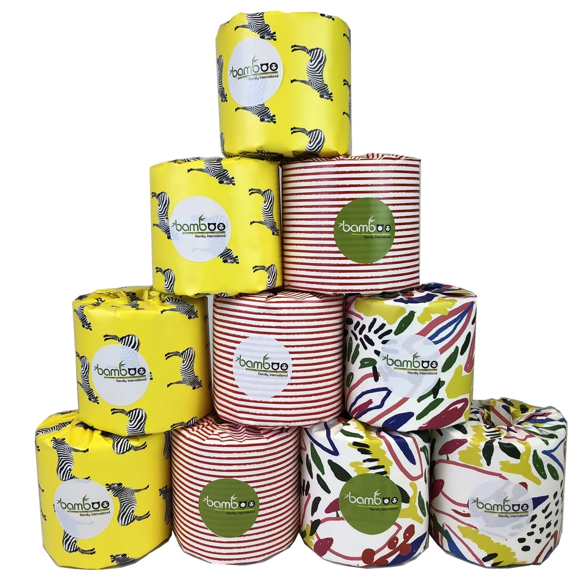 

Manufacturer of Unbleached 3ply Tree free Plastic free Individual Paper Wrapping 100% Pure Bamboo Toilet paper Rolls, White paper or nature colour