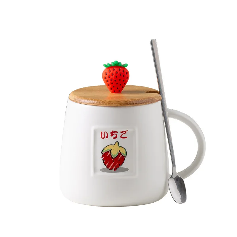 

Creative Cartoon Ceramic Water Mugs Home Coffee Mugs with Spoon with Cover Office Mugs Logo Customization