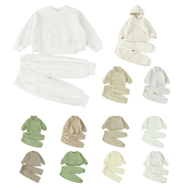 

Fall Ribbed Baby Boys Long Sleeve Knit Outfits Tracksuit 2 Piece Sets for Kids