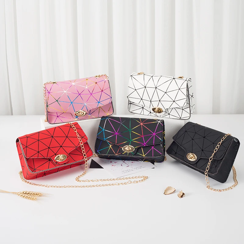 

Hot sale 2021 summer pu ladies chain bags women handbags laser Dinner phone chain crossbody bag