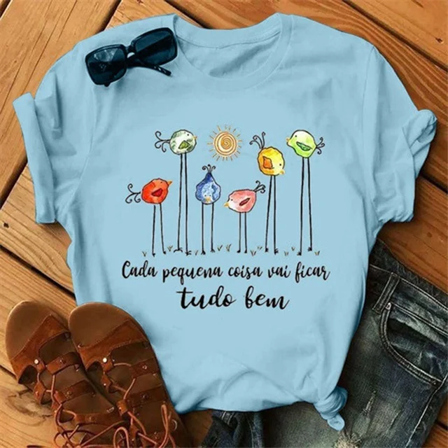 

2021 Latest Summer Simple Letter Printing Short-sleeved T-shirt Top, Picture color