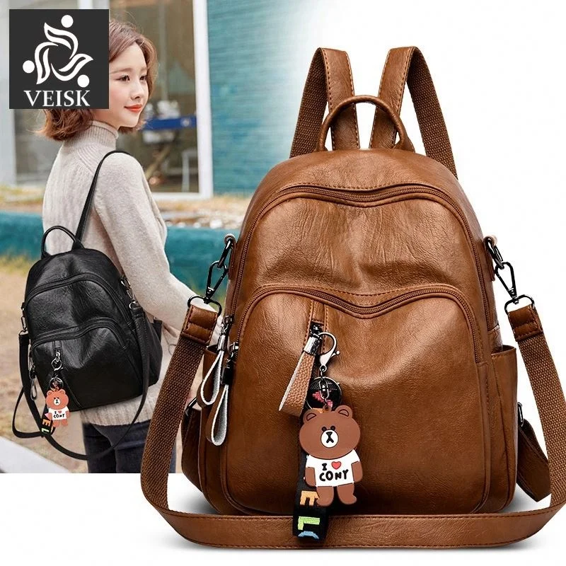 

2019 Women Backpack High Quality Leather Fashion School Backpacks Female Feminine Casual Large Capacity Vintage Shoulder Bags