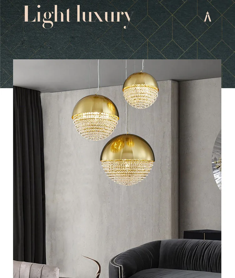 Round LED modern luxury gold chandelier lighting fixture balls chandeliers designer pendant lighting