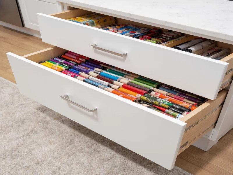 Customizable drawer inserts for craft organizer cabinet