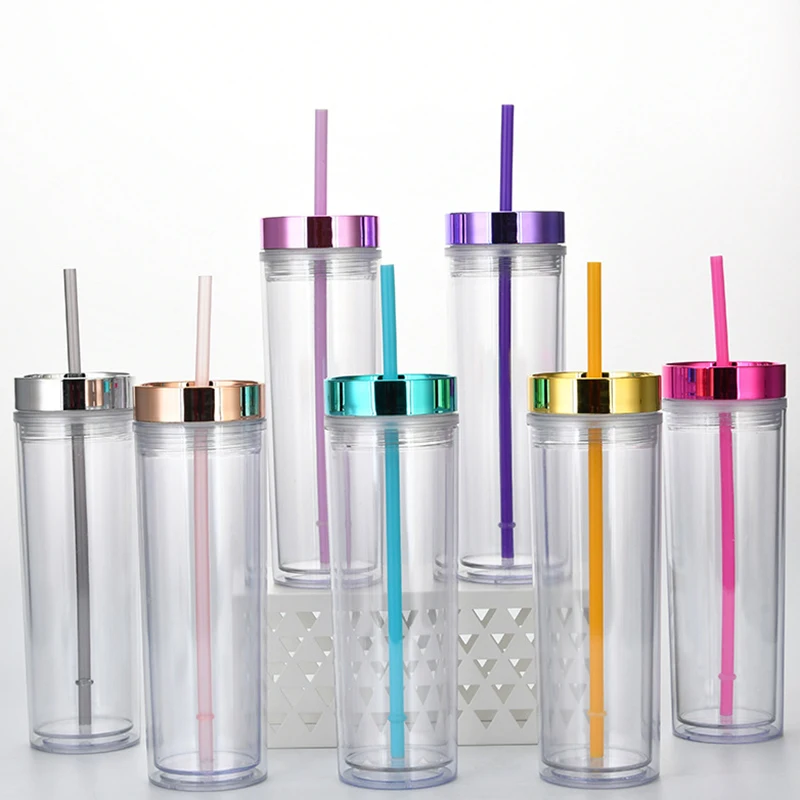 

Wholesale Tumbler Cups  BPA Free Plastic Colored Double Wall Tumbler Acrylic With Dome Lid, Black/grey/mixed/pink/red, etc.
