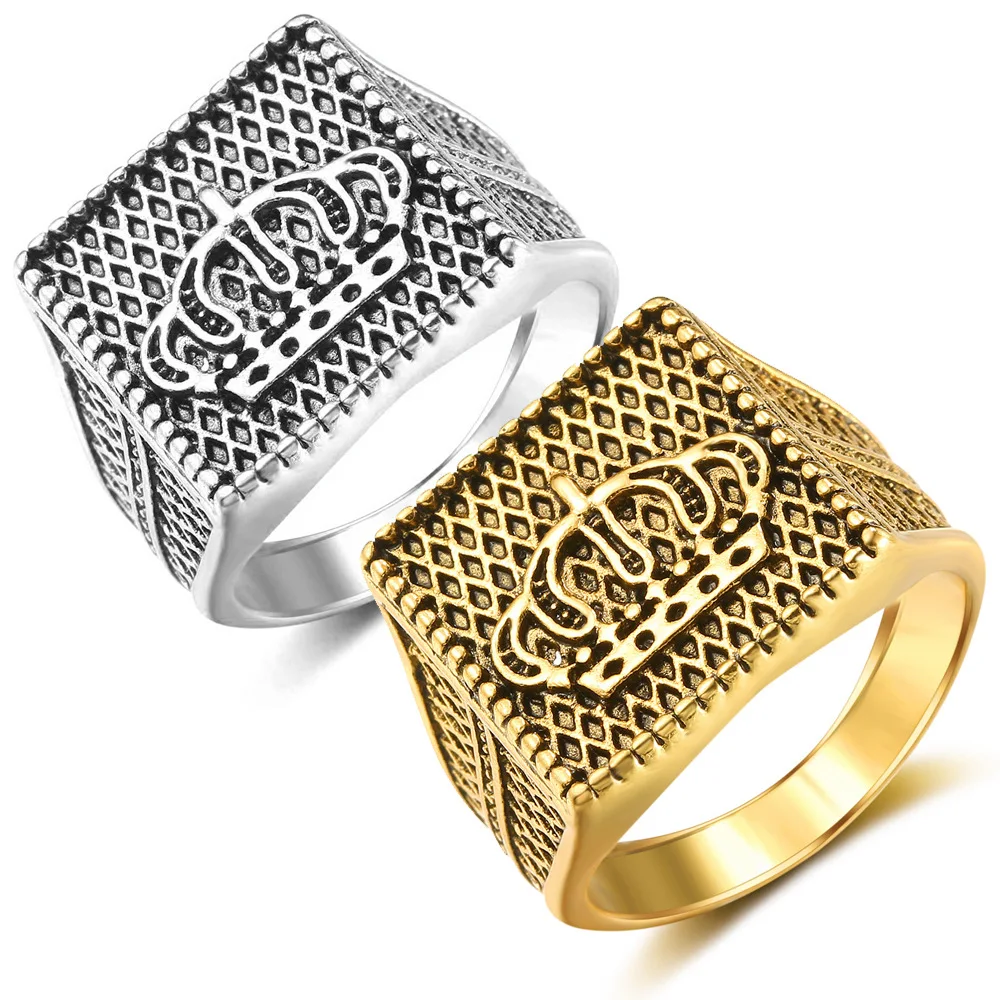 

Large Gothic Punk Male Retro Ring Cross Pattern Rings For Men Jewelry Vintage Statement Women Rings