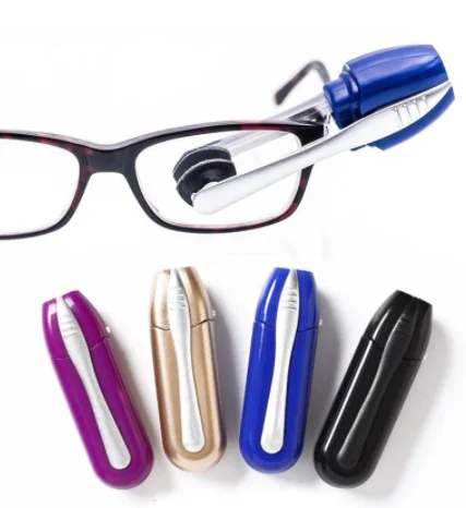 

High quality mini portable glasses fashion design cleaning tools with blue pen shape practical glasses cleaner soft brush