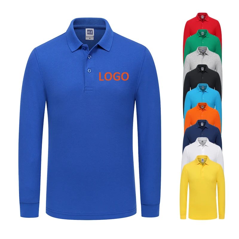 

Wholesale Custom cotton Polo shirts with embroidery logo long sleeve polo t shirts men printed logo uniform golf polo shirt