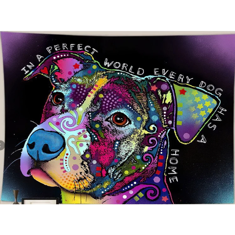 

Affordable Print Photography Posters Wall Hanging Cute Animals Dog Printed Art Tapestry For Bedroom, Customized color